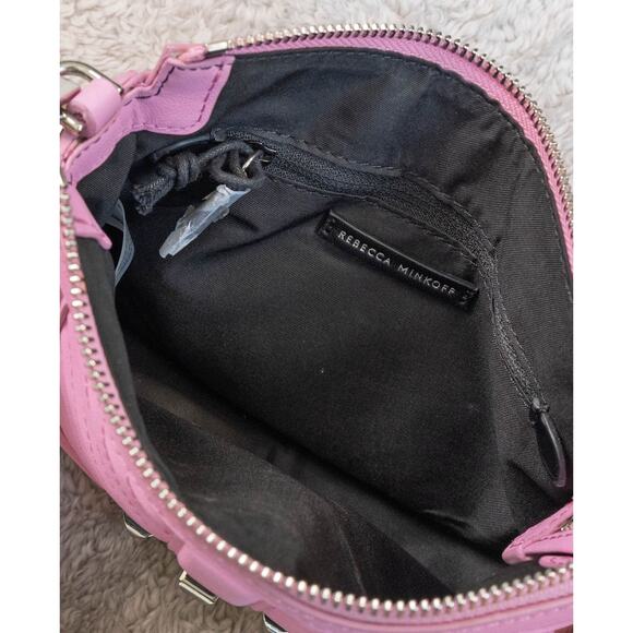 Rebecca Minkoff Chevron Quilt Mini Crossbody Bag Pink Leather Silver Hardware - Picture 6 of 14